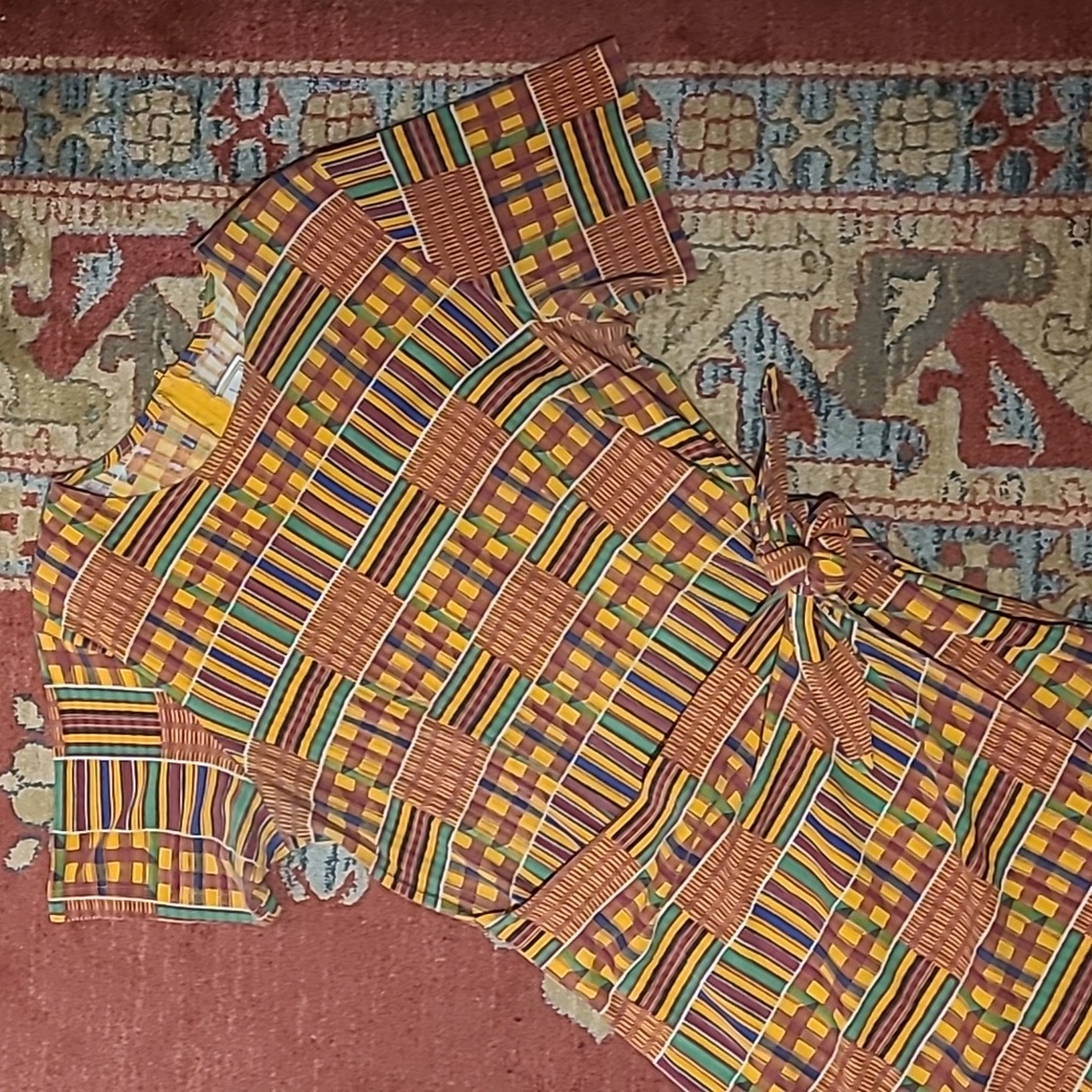 VINTAGE KENTE CLOTH PRINT WRAP DRESS